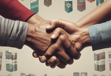 Close-up of hands exchanging goods symbolizing trade and distribution partnership.
