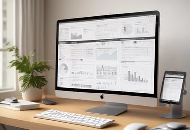 A small clinic’s welcoming reception area with a computer displaying their new website.