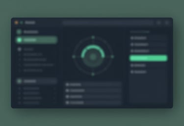 An abstract, modern digital interface representing connectivity and portal management, featuring muted greens and deep navy tones (#5F776C and #1A202C).