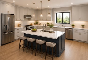 Arlington renovated kitchen renovated kitchen with shaker cabinets quartz counters stainless appliances and soft lighting