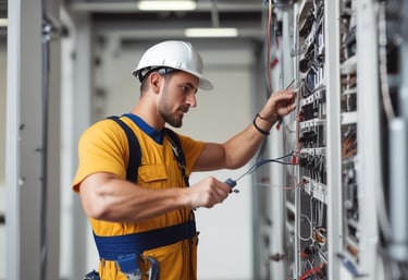 foto de eletricista trabalhando