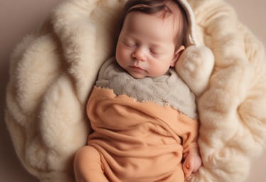 A peaceful sleeping baby wrapped in a soft blanket in a cozy nursery.