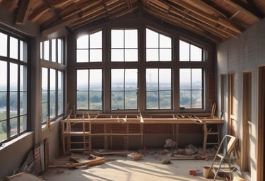 Finished loft bedroom featuring cozy design and attached bathroom.
