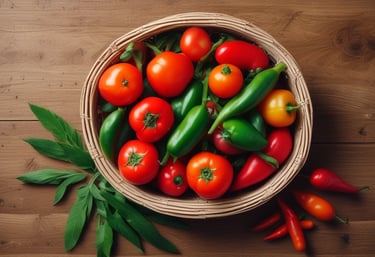 Close-up of jars of homemade pepper and tomato jams arranged on a rustic wooden table.