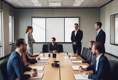 Photo of a professional team discussing accounts receivable in an office setting.