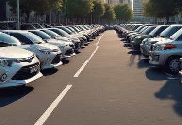 a white car parked in a parking lot