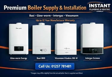 Premium boiler supply and installation services featuring Glow-worm, Baxi, Viessmann, and Intergas models.