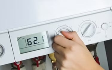 viessmann temperature dial on a modern home gas boiler control panel.
