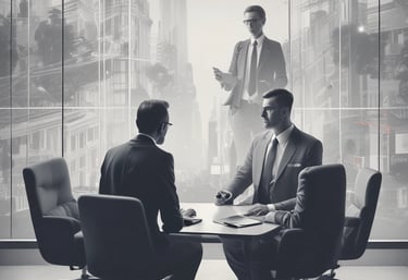 A professional team collaborating over digital devices in a modern office environment.