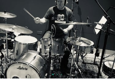 Steve recording drum kit in Abbey Road studio 2