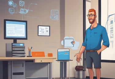 a man standing in front of a cloud with a cloud cloud computing cloud