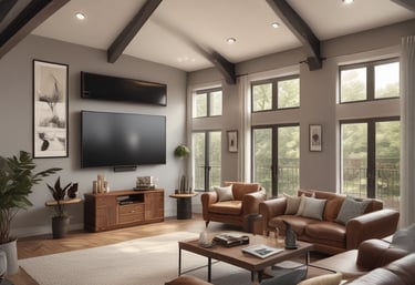 A beautifully renovated living room showcasing modern design.