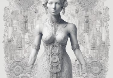 A serene workspace with soft lighting showcasing a sleek computer screen displaying an AI interface.