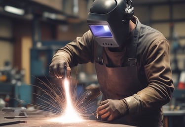 Display of various metal products neatly arranged on shelves in a warehouse.