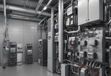 Technicians installing HVAC ducts in a modern commercial building.