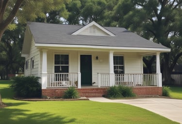 A vibrant street lined with well-maintained rental homes reflecting a strong, supportive community.