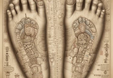 a pair of footprints in the sand of a beach