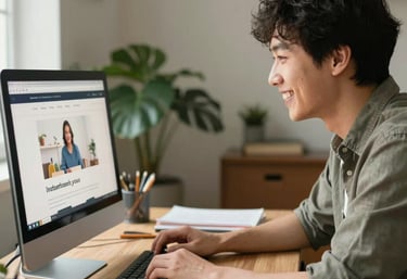 A clean, modern website displayed on a tablet, showcasing a small business's products.