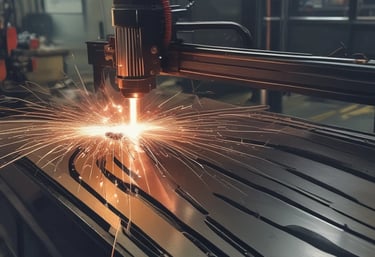Wide shot of a CNC workshop with multiple machines working simultaneously.