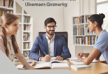 A consultant advising a student on university options.