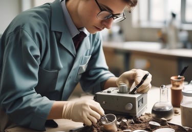 Close-up of soil sample being collected during an infiltration test in the field.