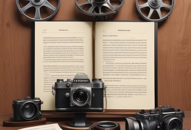 A creative storyboard with screenplay notes and sketches pinned on a wall.