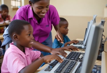 A community workshop where recent graduates practice IT certifications with mentors.