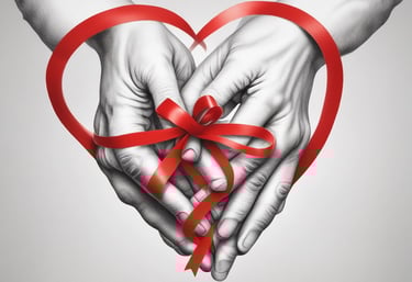 Hands performing a love ritual with rose petals and golden light.