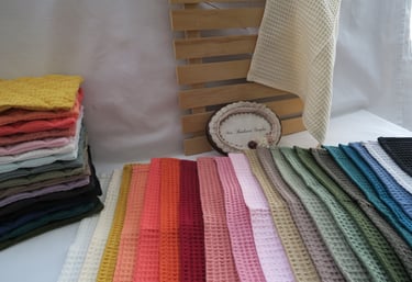 linge de maison (cuisine et bain) en nid d'abeille