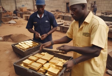 Workers inspecting gold refining equipment in a modern Dubai facility.