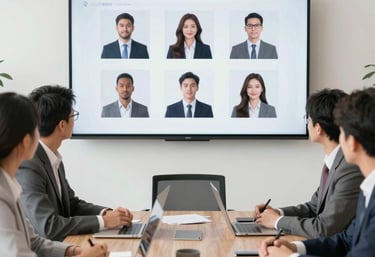 A creative workspace with a laptop displaying a website design and marketing notes around.
