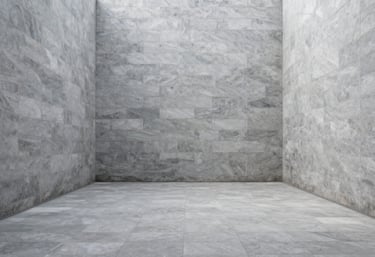 A serene empty courtyard with symmetrical clean lines and softest grey stone walls, evoking a sense of calm and clarity.