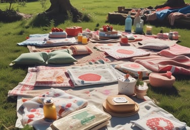 Close-up of colorful art supplies and hands working on a creative project.