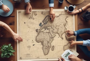 a man riding a skateboard down a street next to tall buildings