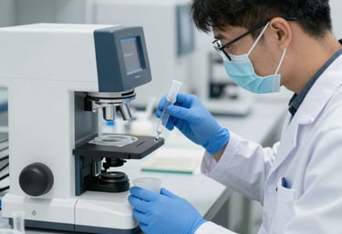 Modern warehouse with organized shelves storing peptide products ready for worldwide shipment.