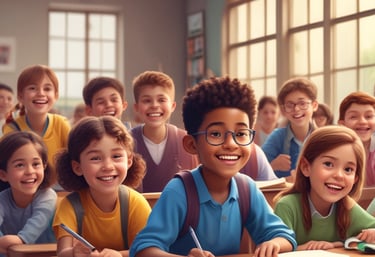 A modern clinic reception area with blue and orange accents reflecting the brand colors.