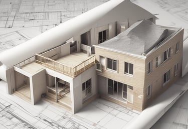 A skilled builder reviewing a 3D ADU plan on a tablet at a sunny construction site.