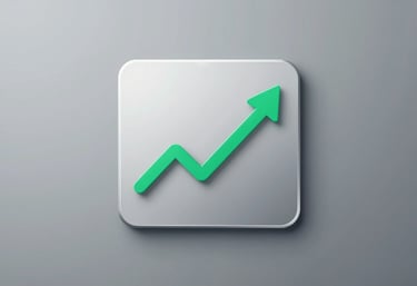 A minimalist futuristic icon representing a microscopic chart or analytics dashboard, rendered in silver and emerald green lines.