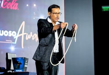 Performing magic show for corporate event