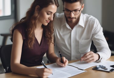A collaborative workspace with people brainstorming ideas.