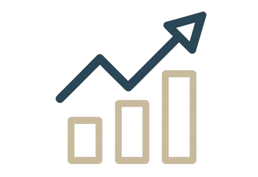 Mätbara och långsiktiga hälsoresultat – Revaliis datadiagram-ikon i premium minimalistisk stil.