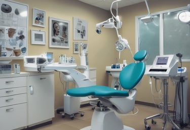 Close-up of a dentist applying whitening gel to a patient's teeth in a modern clinic.