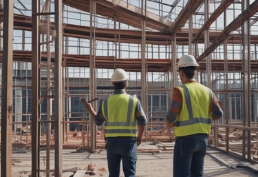 Close-up of skilled carpenter working on detailed wood joinery in a renovation project.
