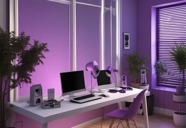 a desk with a computer and a desk with a computer