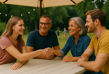 Ouders ontmoeten elkaar bij BuitenBasis in het Schoterbos in Haarlem Noord