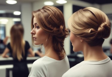 A smiling hairdresser welcoming clients in a bright, local salon.