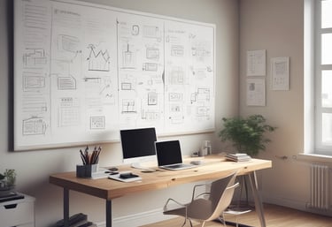 Portrait of Mohammad Naved working thoughtfully at his desk with marketing charts in the background.