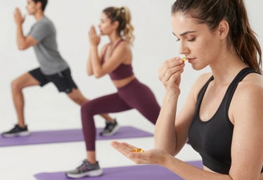 A cozy workspace with a laptop open to a health blog, surrounded by fresh fruits and a cup of herbal tea.
