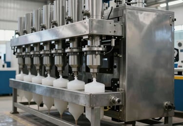 Industrial automation control panel with glowing blue indicators and steel finishes.