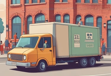 a box of boxes with a drawing of a man in a suit